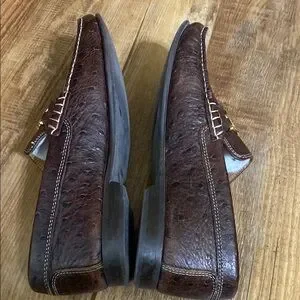 Donald J Pliner luxurious leather \'Ostrich\' brown loafers w gold accents. EUC Donald J. Pliner | Shoes | Donald J Pliner Brown Ostrich  main image 2